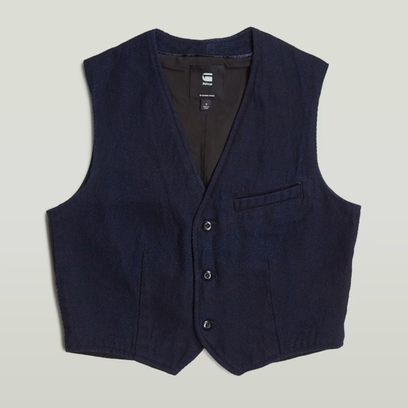 G-Star Denim Waistcoat Small Rinsed Indigo Calvary Denim 180 Retail - Picture 3 of 6